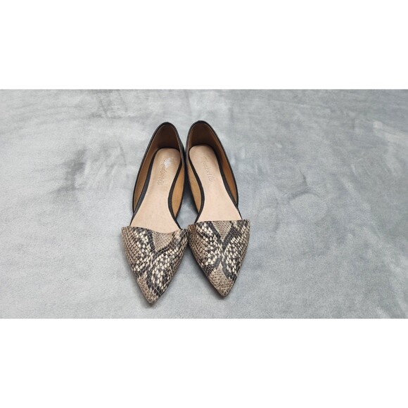 Madewell Lydia Flats Women 6.5 Embossed Leather Pointy Flats - Picture 7 of 8